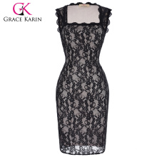 Grace Karin Women Sleeveless Square Neck Vintage Club Wear Bodycon Lace Party Dress CL010448-1